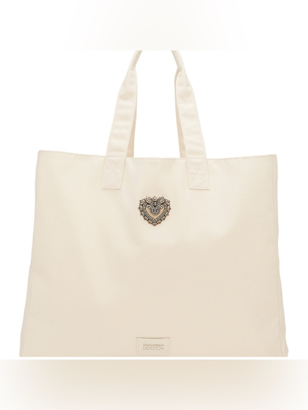 Dolce & Gabbana Cream Tote with Devotion Heart Emblem